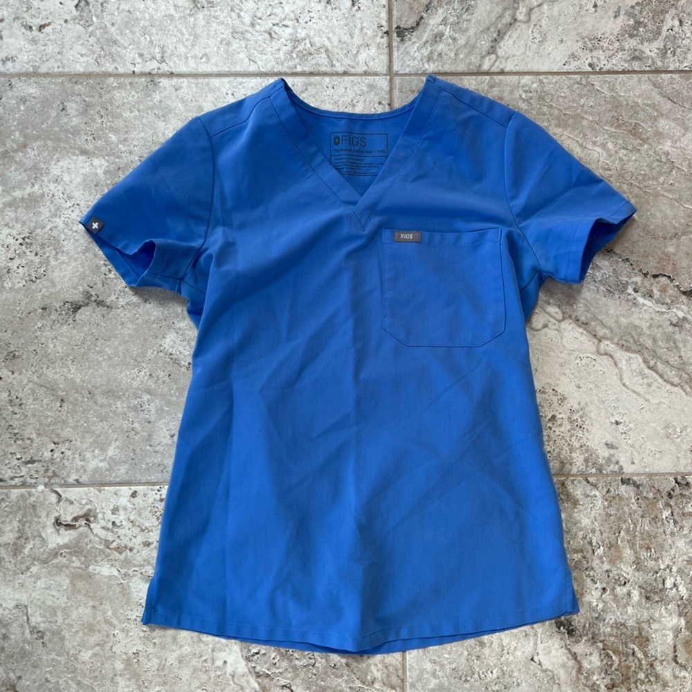 FIGS Women's Catarina One-Pocket Scrub Top, Ceil Blue (PO #1747), XXS - Picture 9 of 9